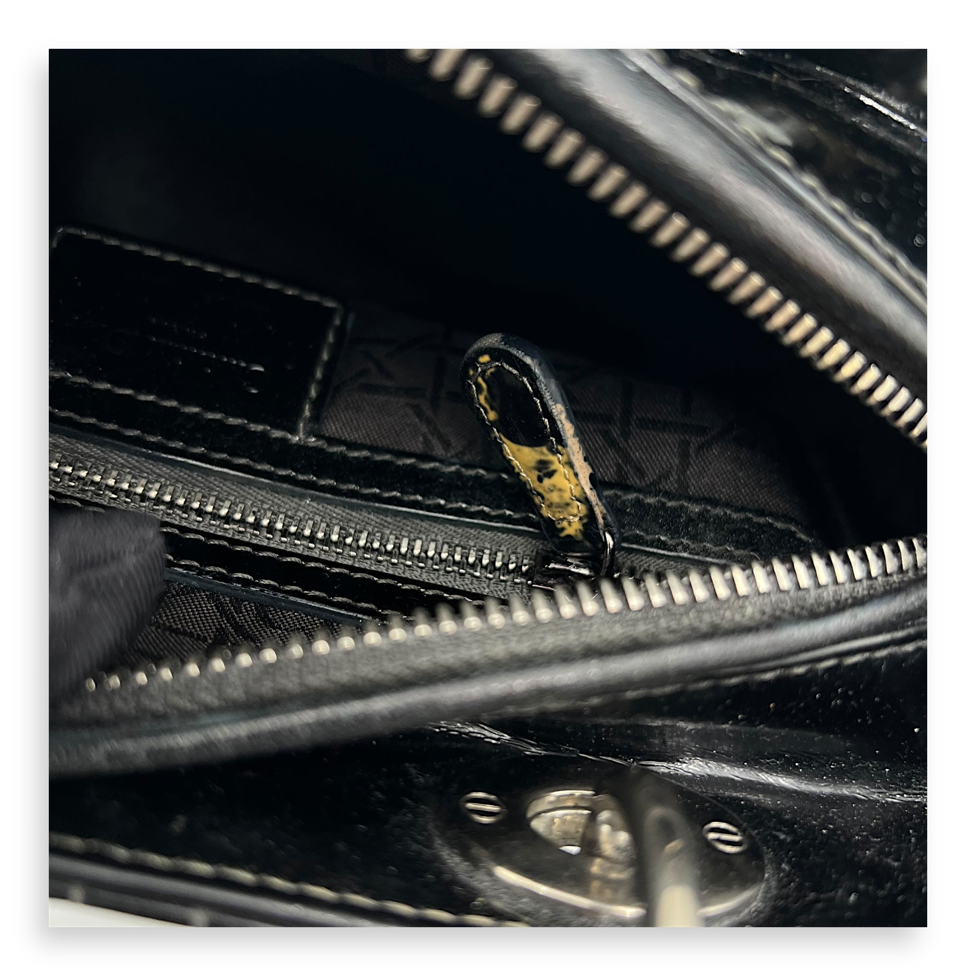 Lady Dior Top Handle Bag Medium Black in Patent Leather, Silver hardware - Image 14