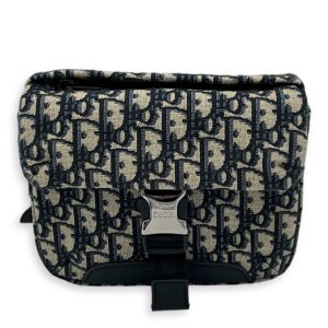 Oblique Blue Crossbody Bag in Jacquard, Silver hardware
