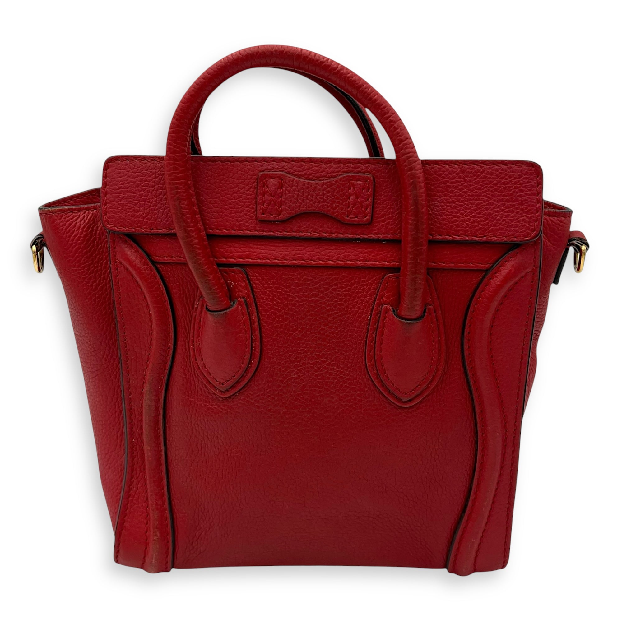 Luggage Nano Red Top Handle Bag in Calfskin, Gold hardware - Image 3