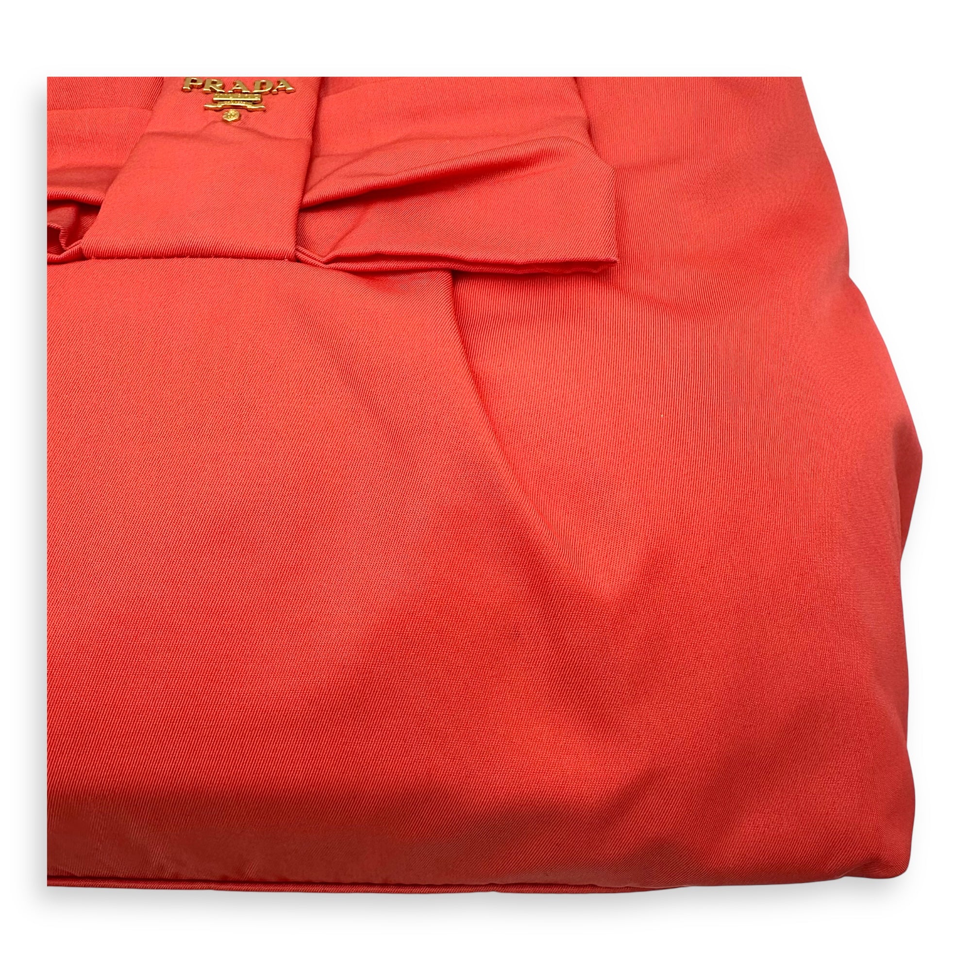 Bow Salmon Top Handle Bag in Nylon, Gold hardware - Image 8