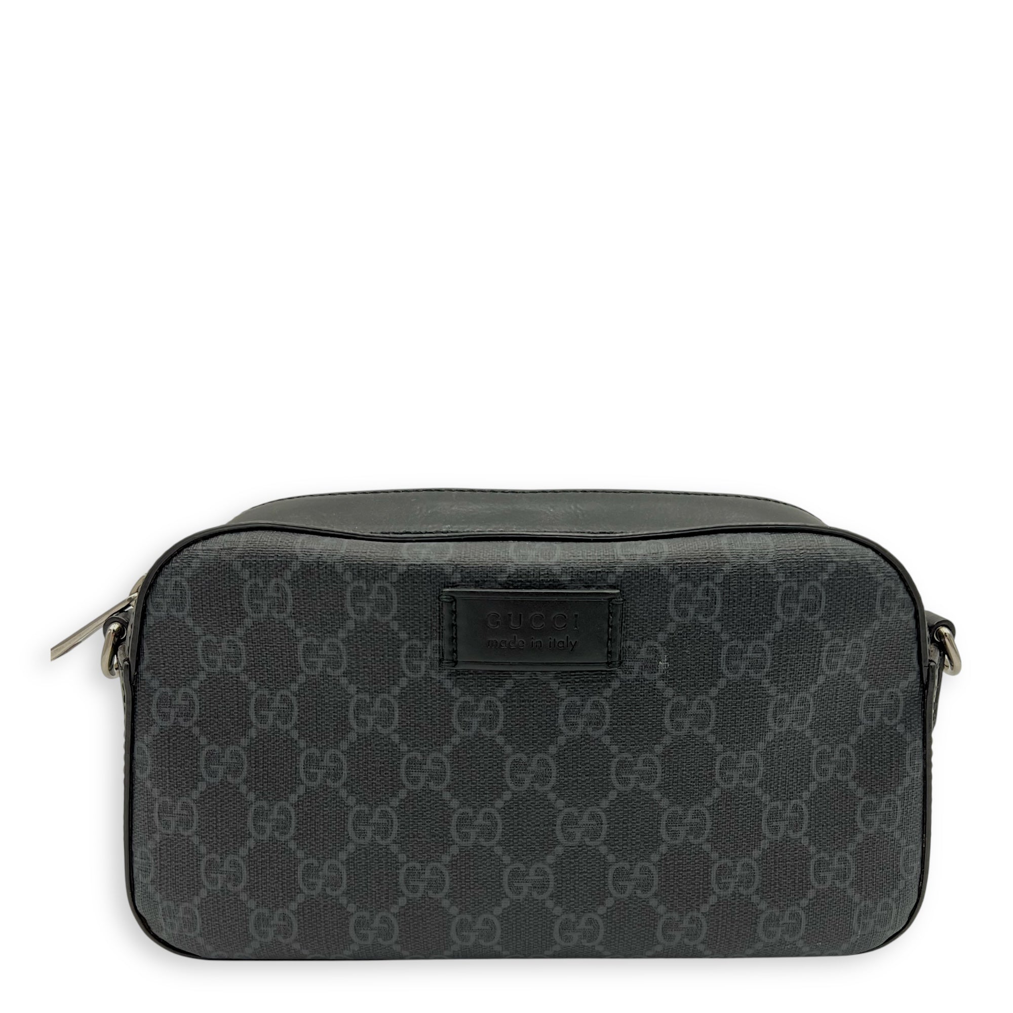 GG Supreme Crossbody Bag Grey in Monogram Coated Canvas, Silver hardware