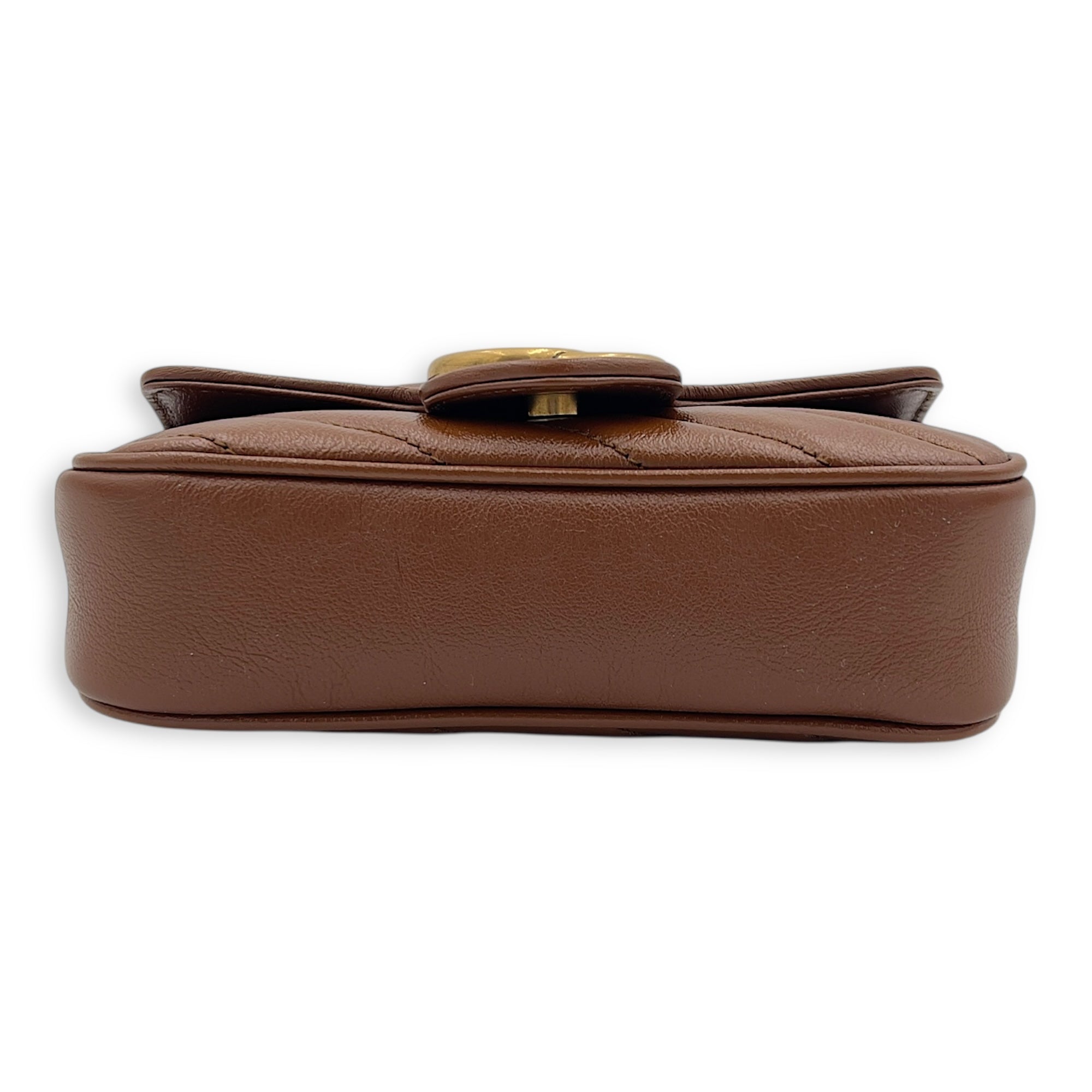 GG Marmont Shoulder Bag Brown in Calfskin, Gold hardware - Image 6