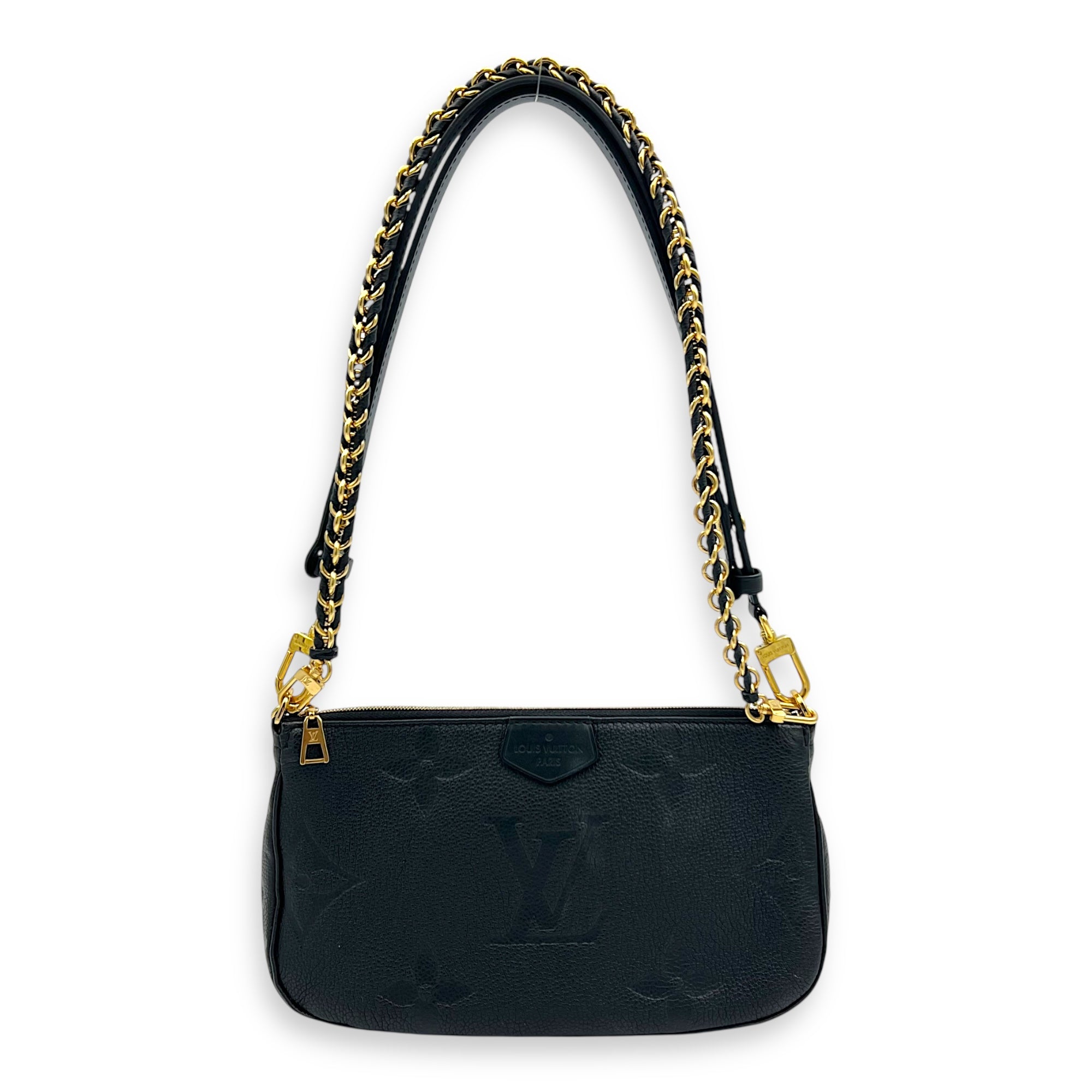 Multi-Pochette Accessoires Shoulder Bag Black in Empreinte Leather, Gold hardware