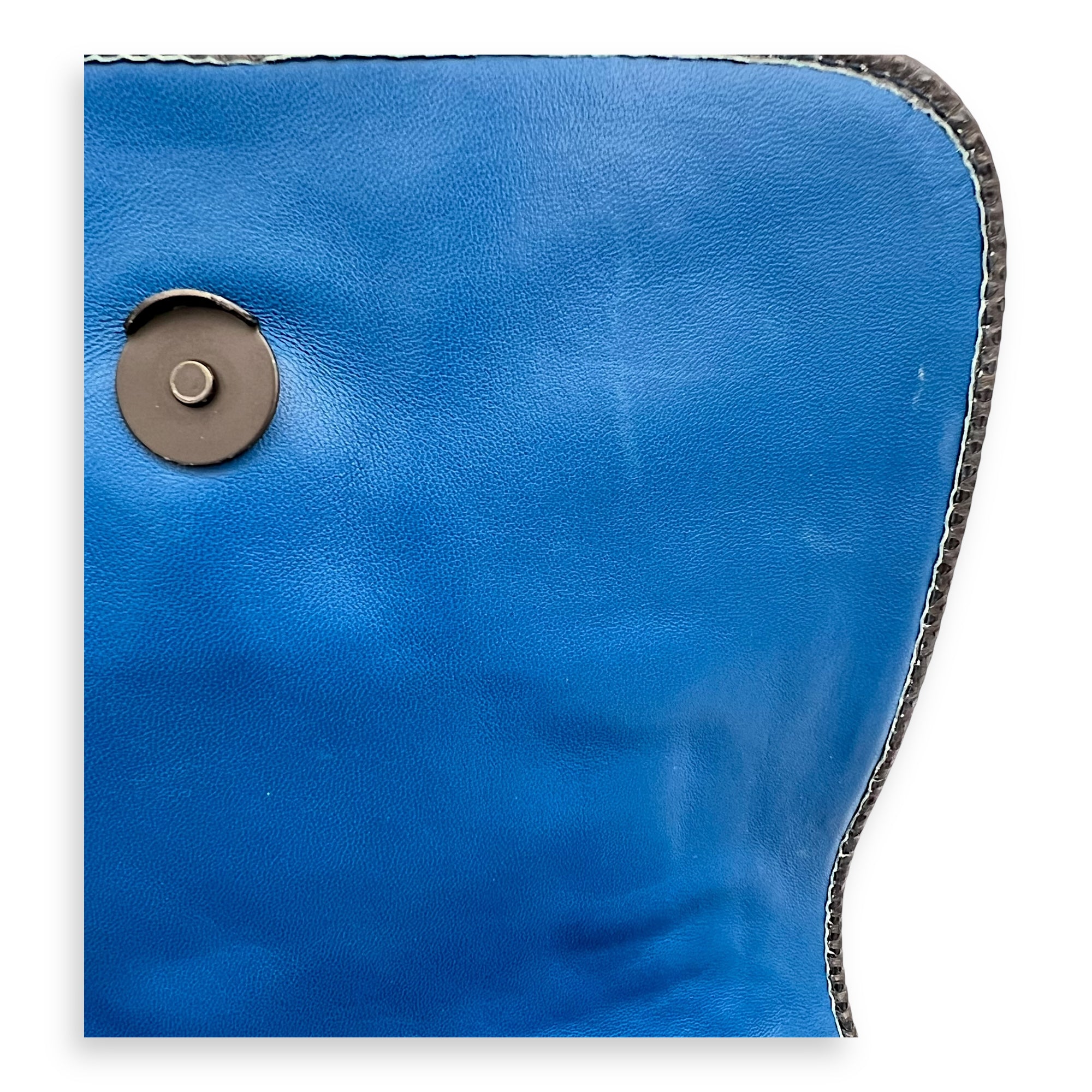 Intrecciato Blue Shoulder Bag in Lambskin and Lizard, Ruthenium hardware - Image 9