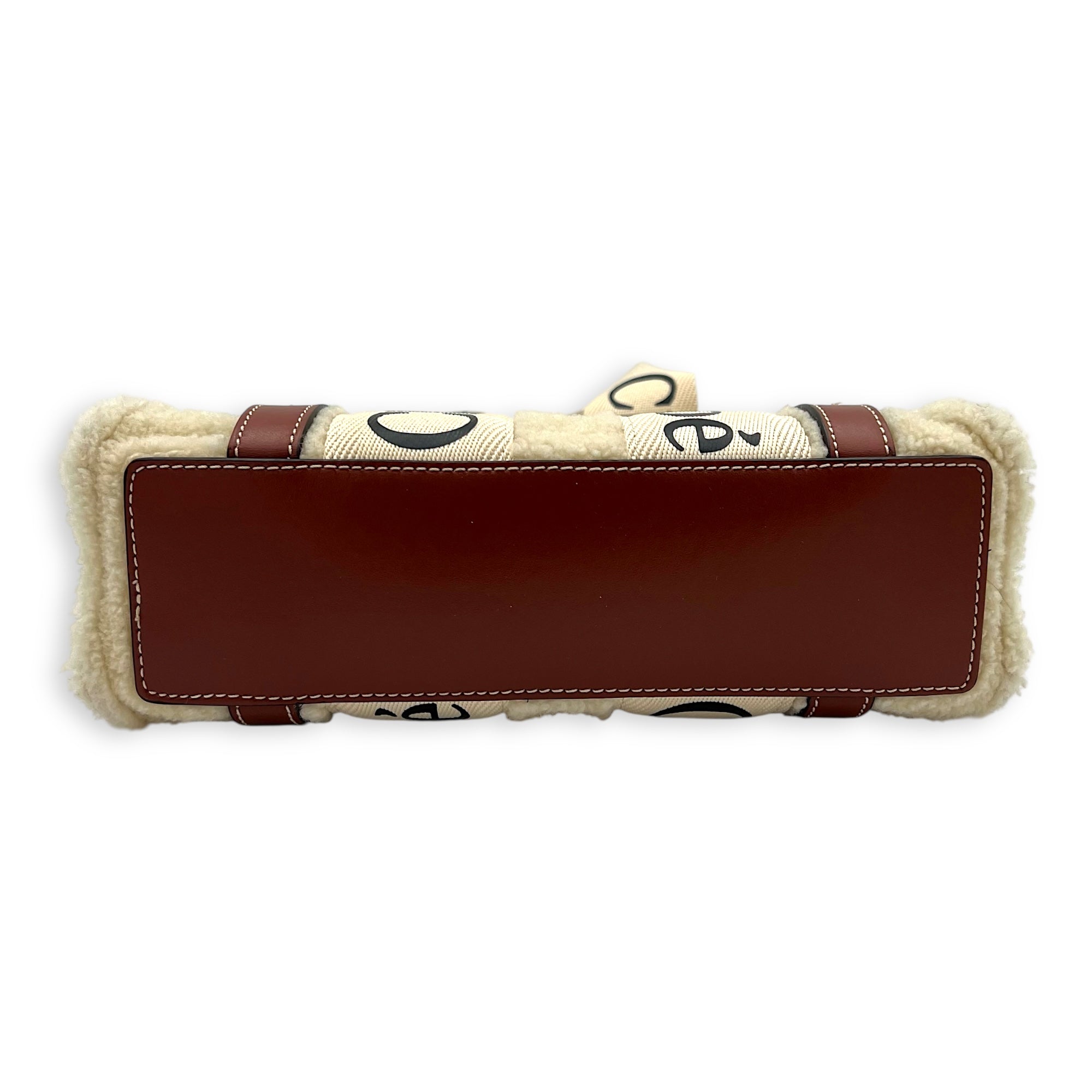 Woody Tote Bag Small Beige in Wool, Gold hardware - Image 6