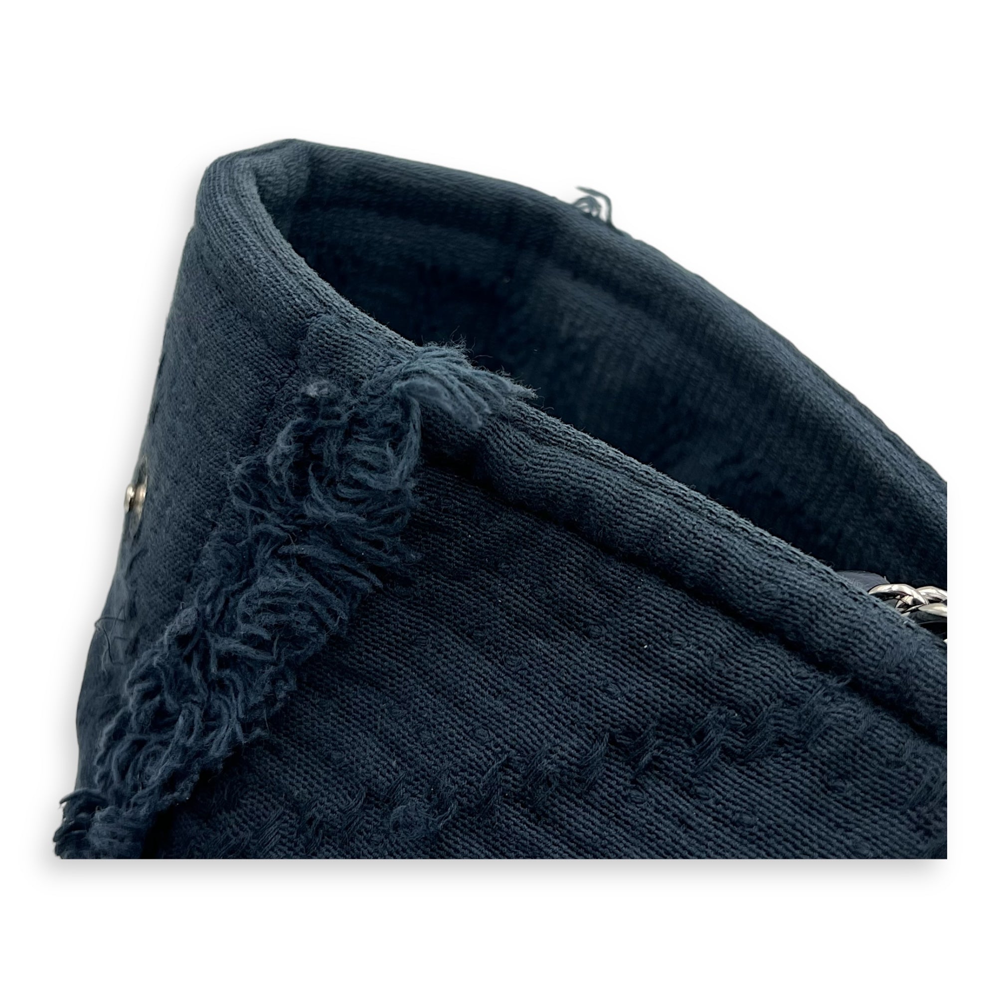 Deauville Tote Bag Blue in Fabric, Silver hardware - Image 9