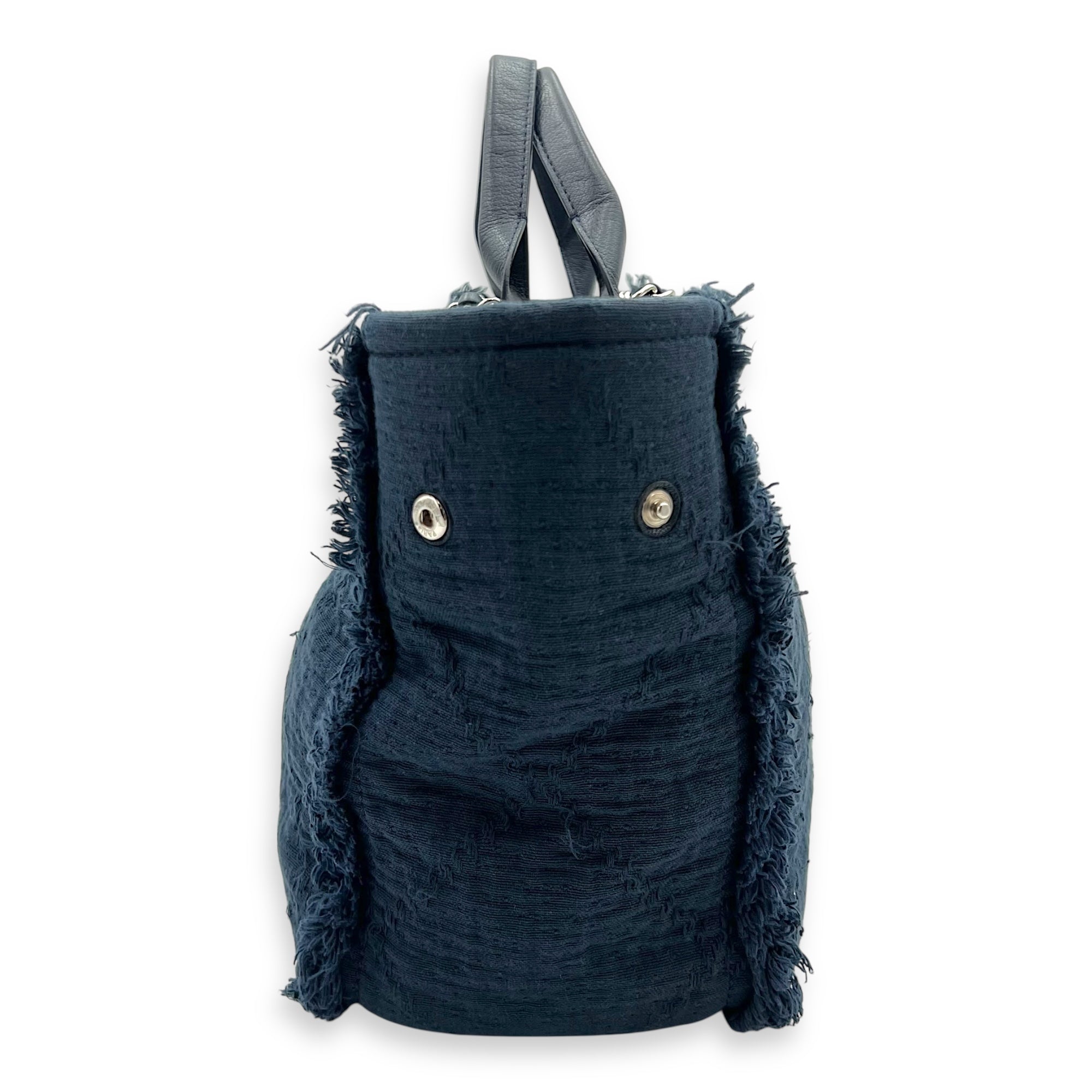 Deauville Tote Bag Blue in Fabric, Silver hardware - Image 5