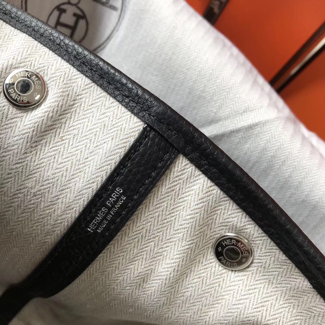 Hermes Garden Party 30 Bag In Black Taurillon Leather - Image 7