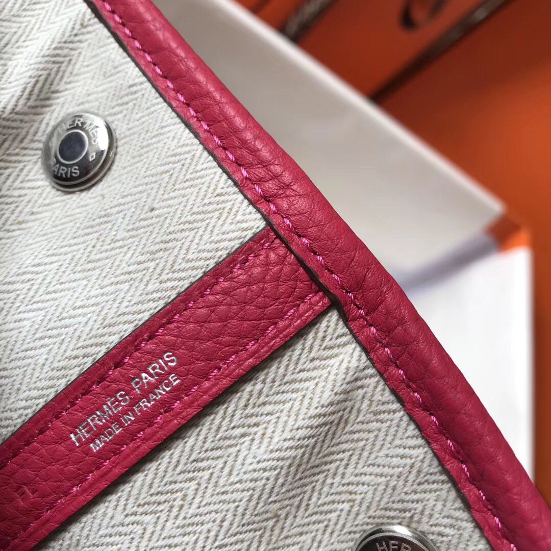 Hermes Garden Party 30 Bag In Rose Red Taurillon Leather - Image 7