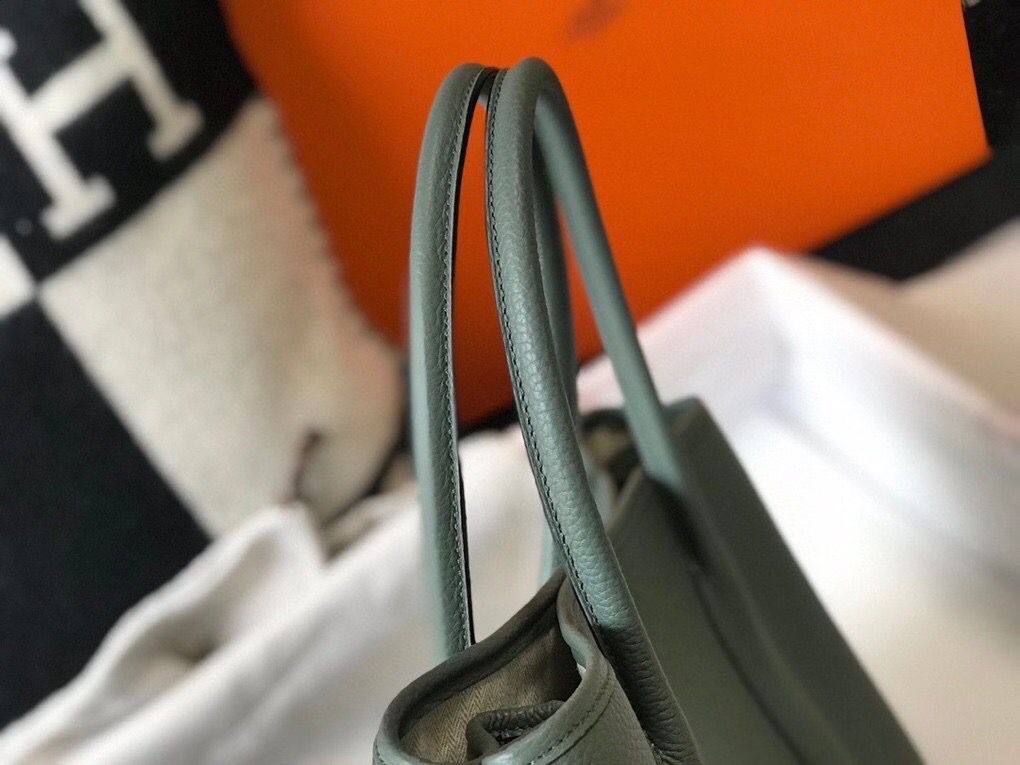 Hermes Garden Party 30 Bag In Vert Amande Taurillon Leather - Image 4