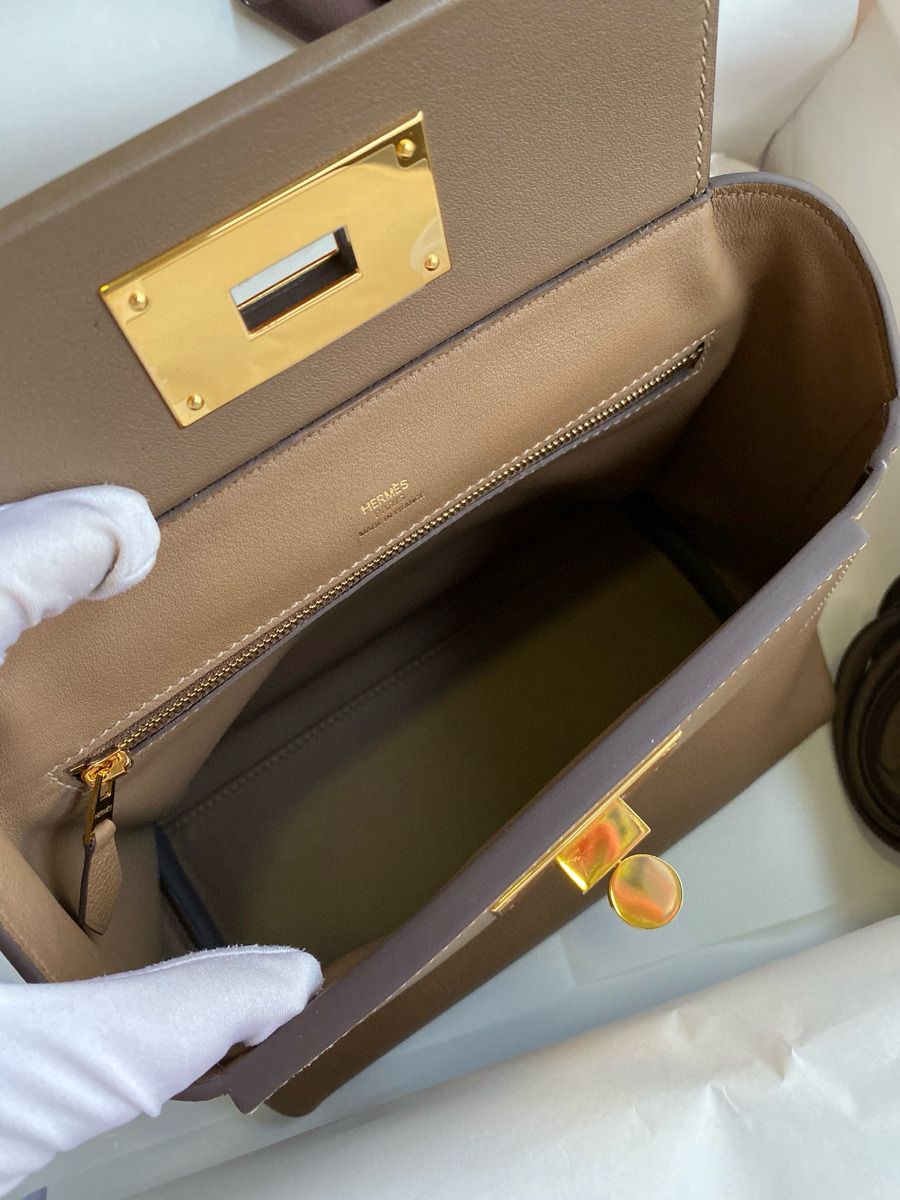Hermes 24/24 Mini 21 Handmade Bag in Beige Weimar Evercolor Leather - Image 8