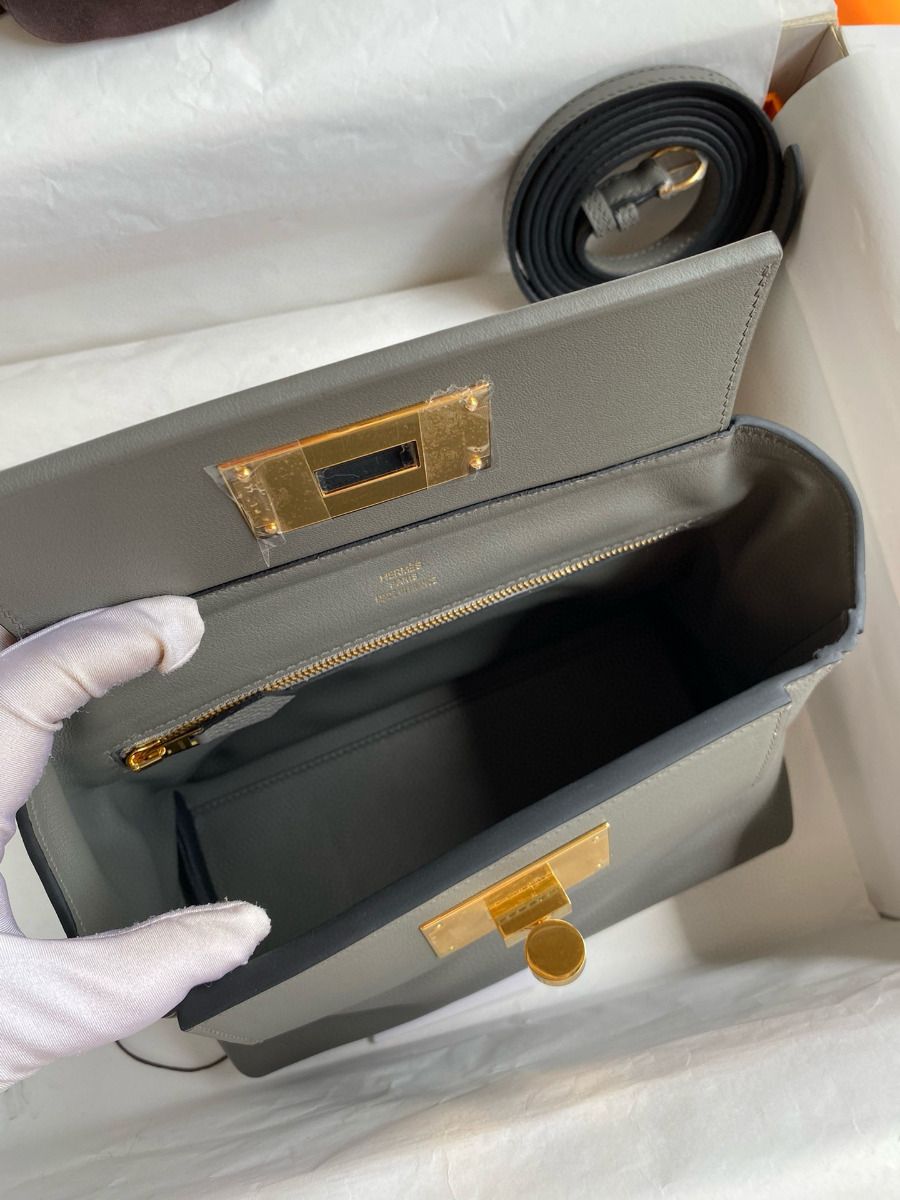 Hermes 24/24 Mini 21 Handmade Bag in Gris Meyer Evercolor Leather - Image 8