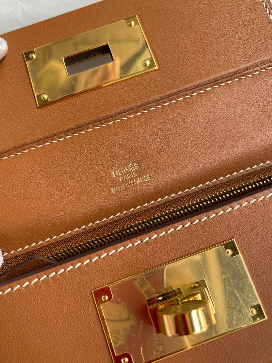 Hermes 24/24 Mini 21 Handmade Bag in Gold Evercolor Leather - Image 9