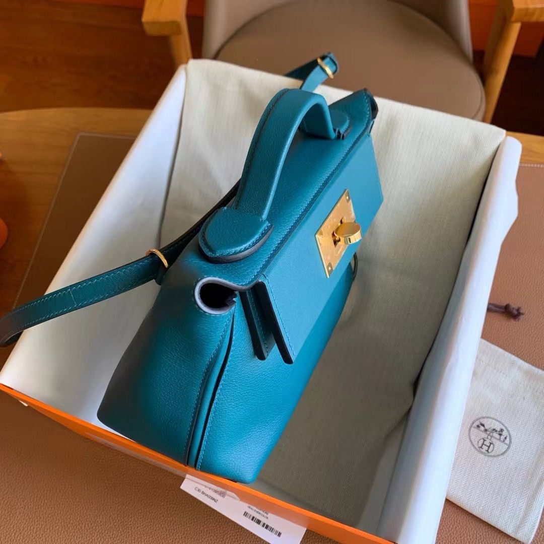 Hermes 24/24 Mini 21 Handmade Bag in Vert Bosphore Evercolor Leather - Image 5
