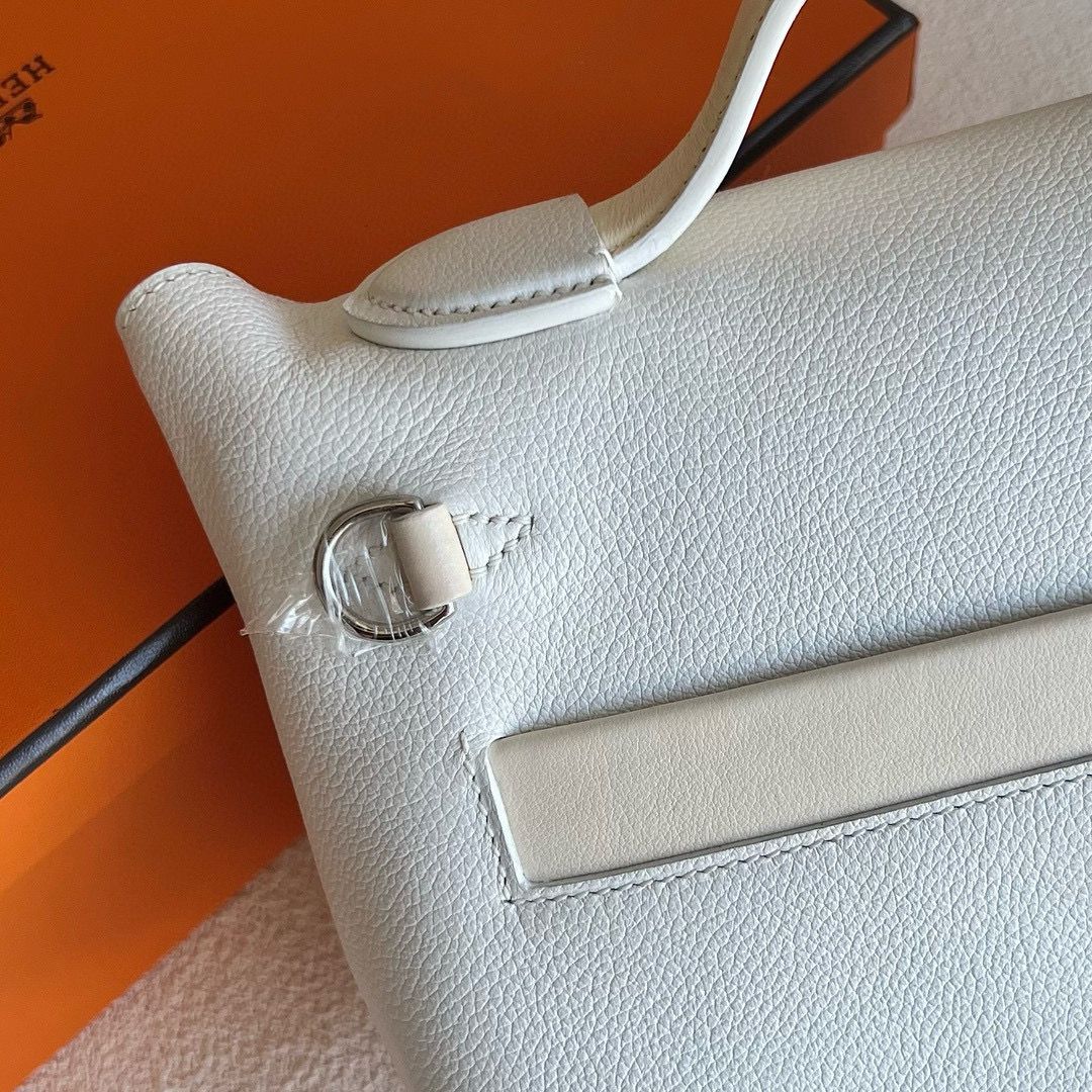 Hermes 24/24 Mini 21 Handmade Bag in White Evercolor Leather - Image 8