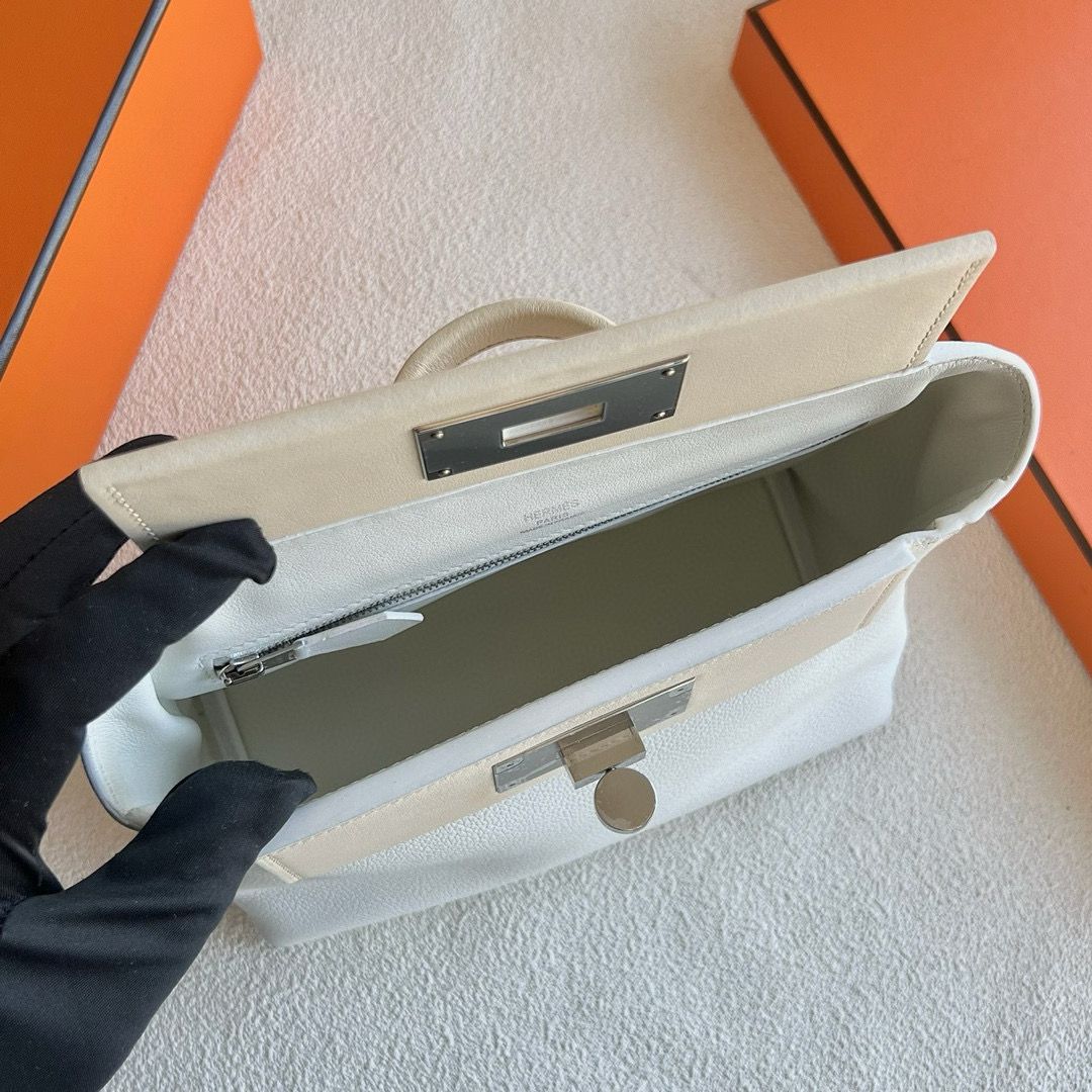 Hermes 24/24 Mini 21 Handmade Bag in White Evercolor Leather - Image 10