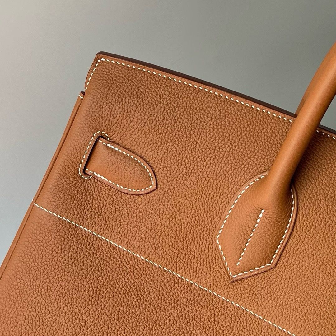 Hermes HAC Birkin 40 Handmade Bag in Gold Clemence Leather - Image 8