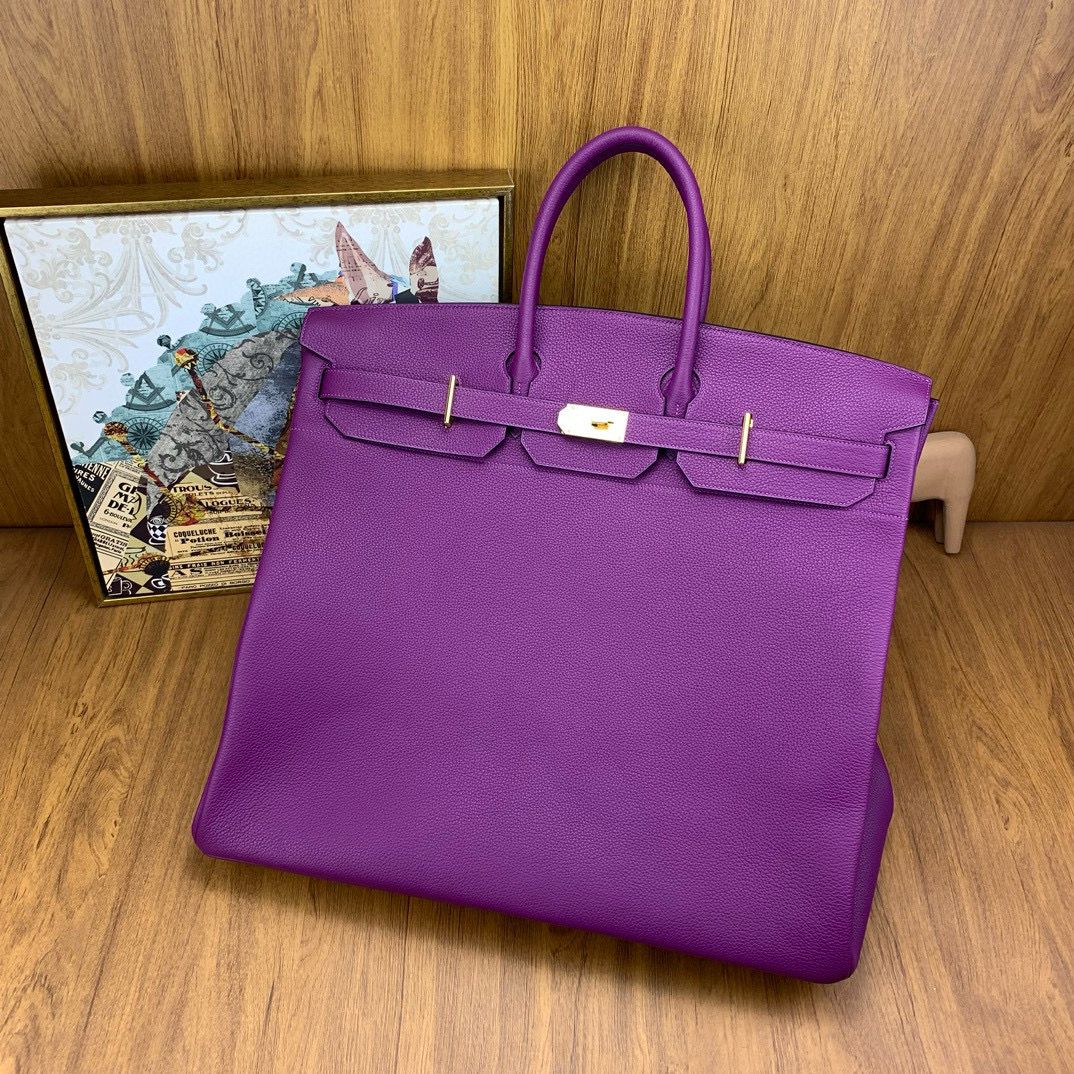 Hermes Birkin HAC 50 Handmade Bag in Anemone Clemence Leather - Image 6