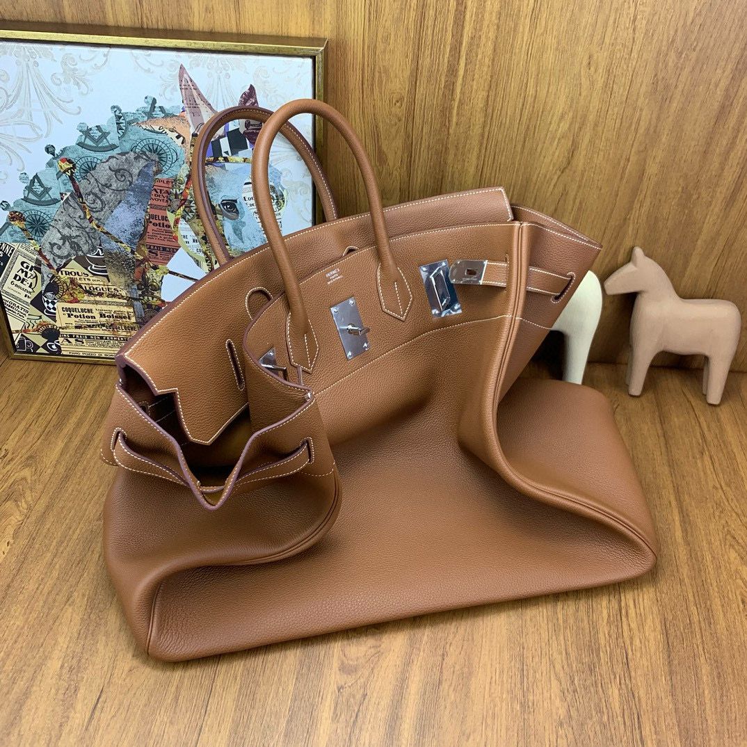 Hermes Birkin HAC 50 Handmade Bag in Gold Clemence Leather - Image 8