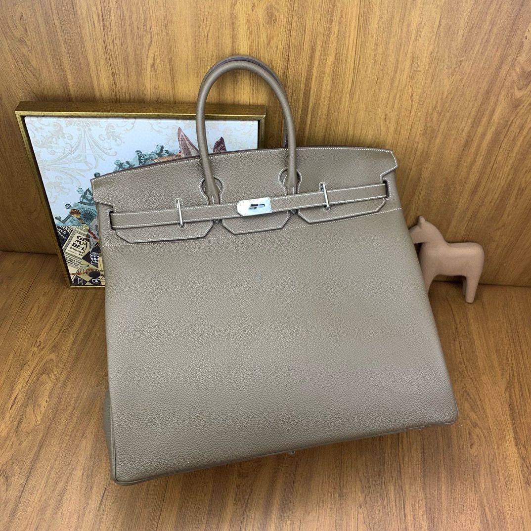 Hermes Birkin HAC 50 Handmade Bag in Taupe Clemence Leather - Image 5