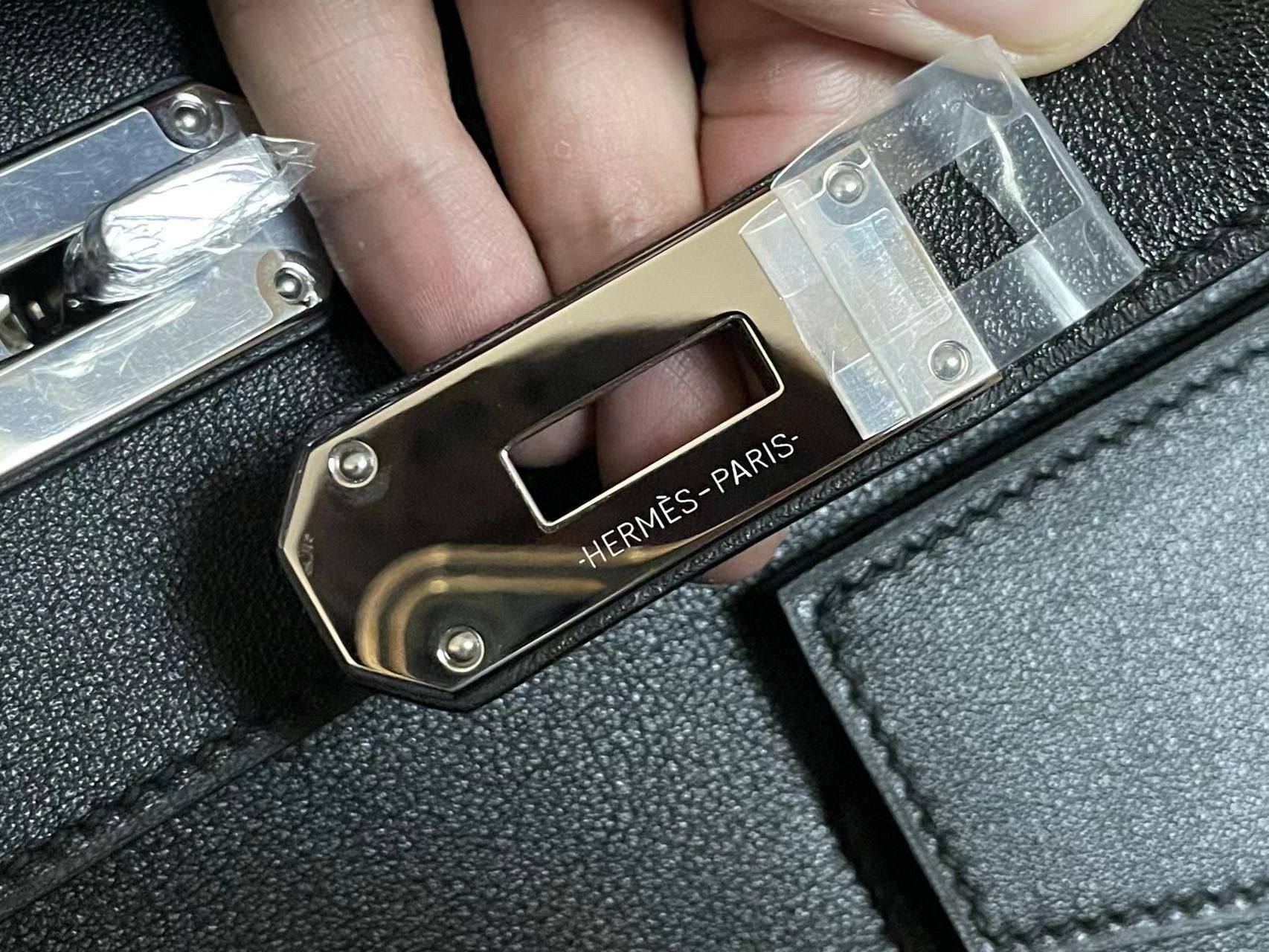 Hermes HAC Birkin Rock 40 Handmade Bag in Black Evercolor Leather - Image 7