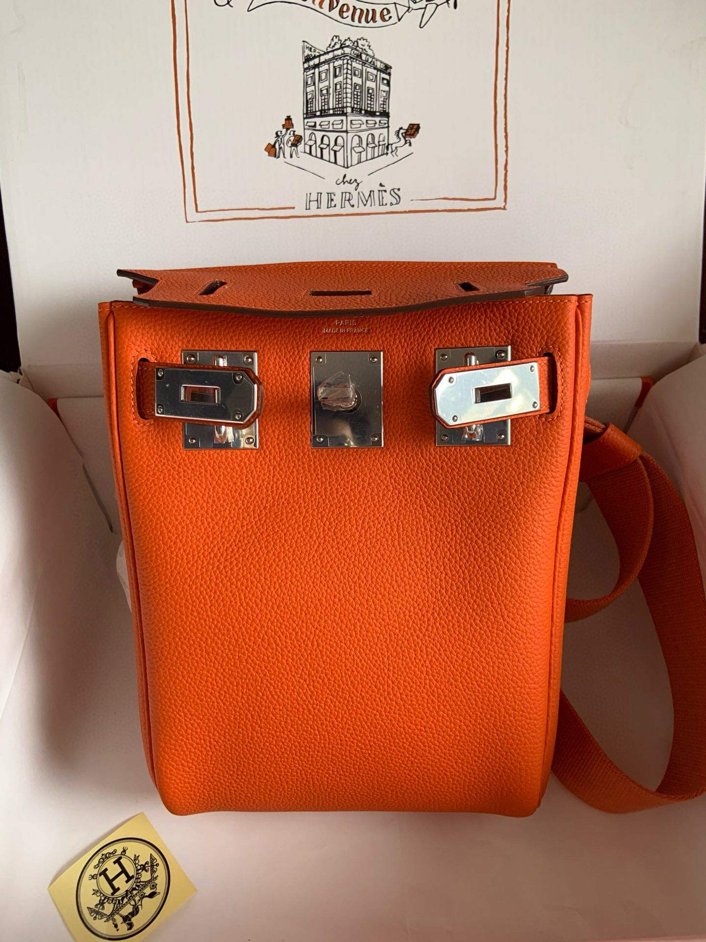 Hermes Hac a Dos PM Backpack in Orange Clemence Leather - Image 9