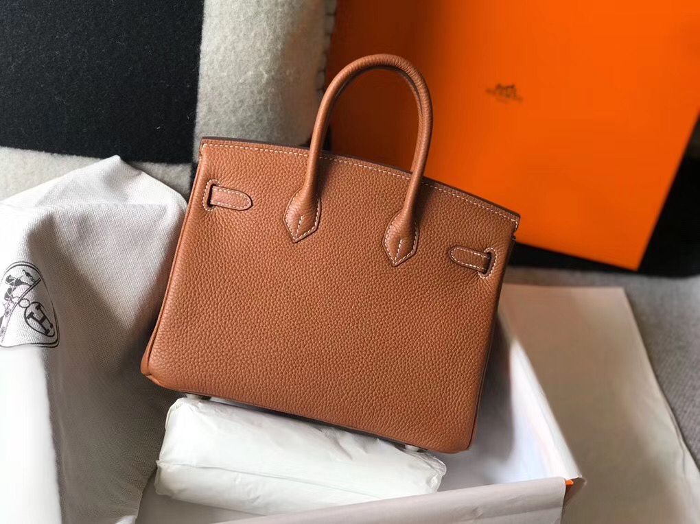 Hermes Birkin 25cm Bag In Gold Clemence Leather GHW - Image 3