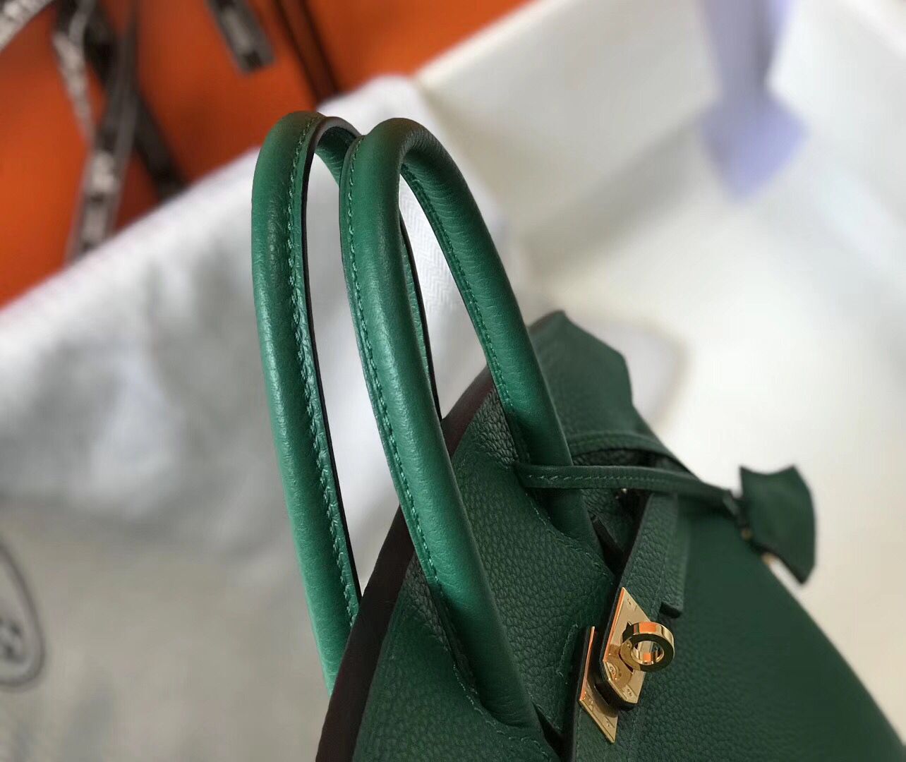 Hermes Birkin 25cm Bag In Vert Vertigo Clemence Leather GHW - Image 7