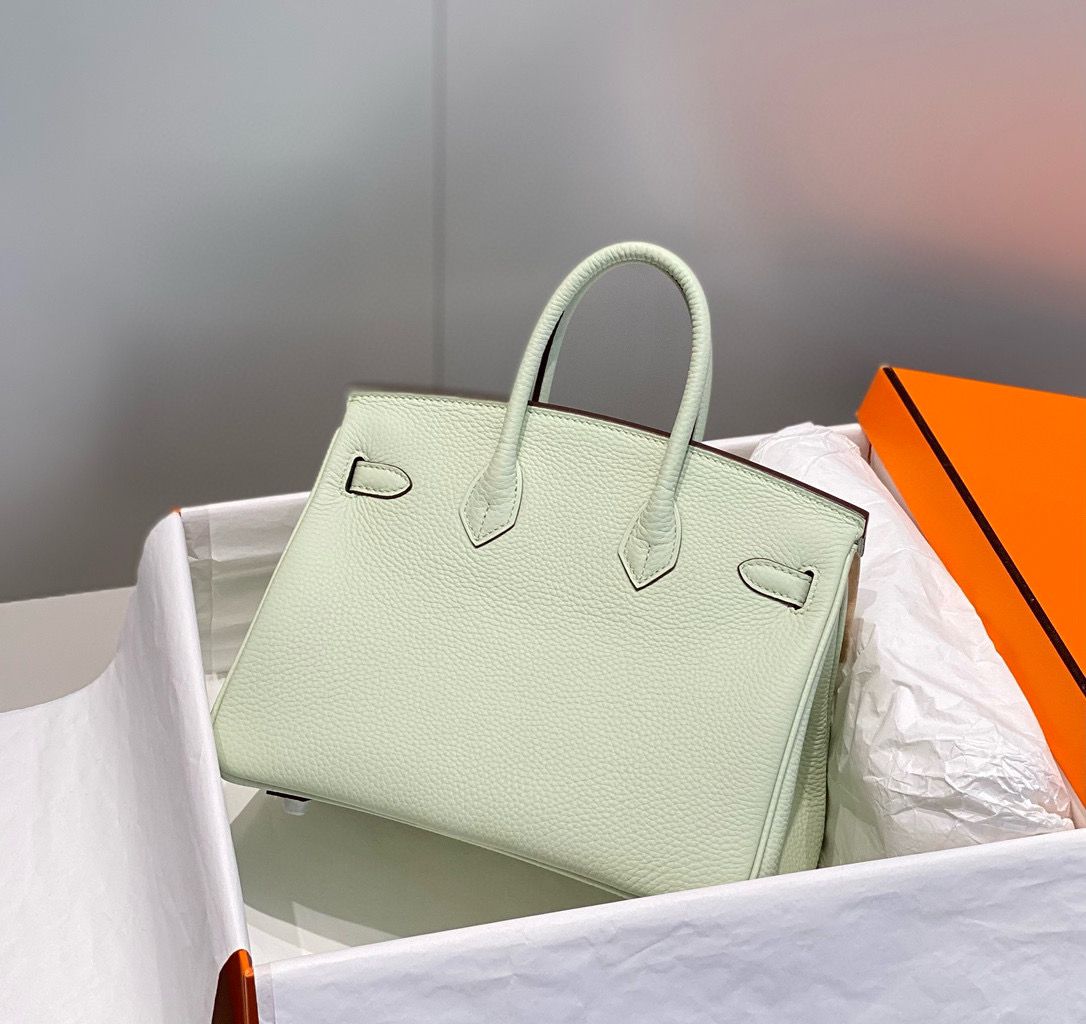 Hermes Birkin 25cm Bag In Vert Fizz Clemence Leather PHW - Image 3