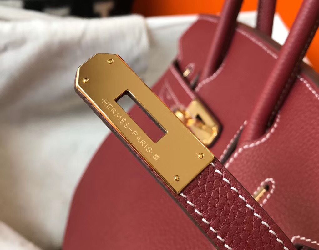 Hermes Birkin 30cm Bag In Bordeaux Clemence Leather GHW - Image 8