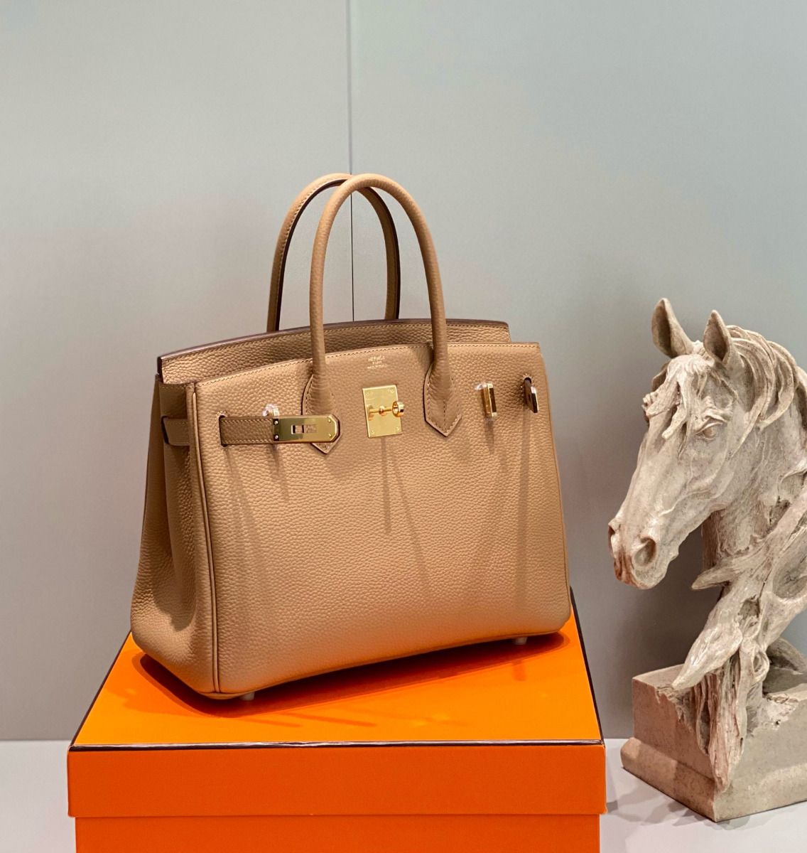 Hermes Birkin 30cm Bag In Chai Clemence Leather GHW - Image 4