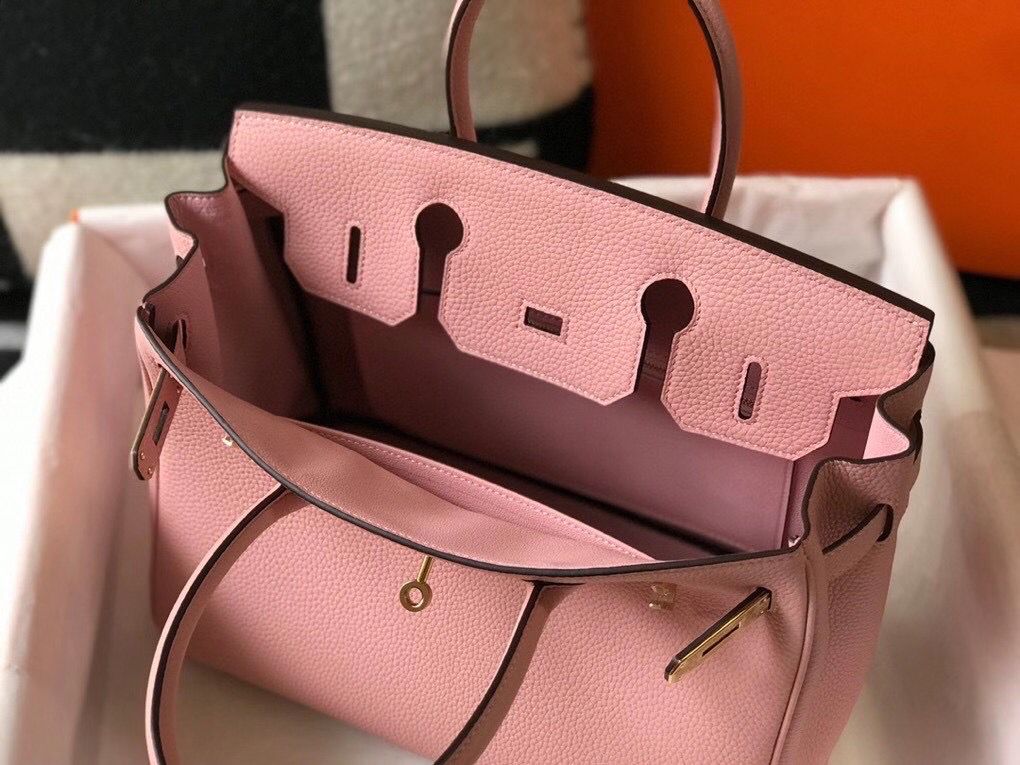 Hermes Birkin 30cm Bag In Pink Clemence Leather GHW - Image 9