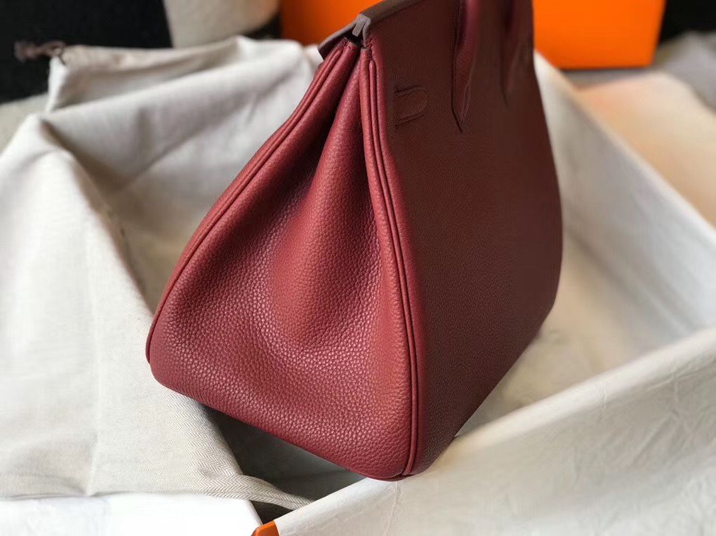 Hermes Birkin 35cm Bag In Bordeaux Clemence Leather GHW - Image 4