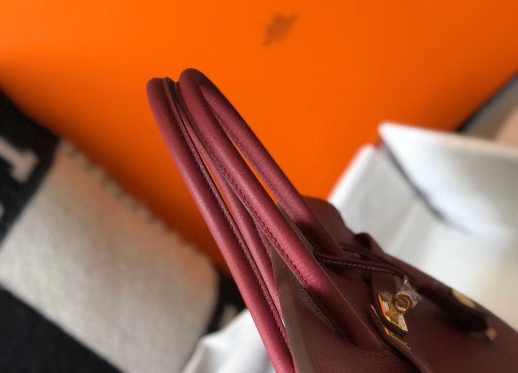 Hermes Birkin 35cm Bag In Bordeaux Clemence Leather GHW - Image 5