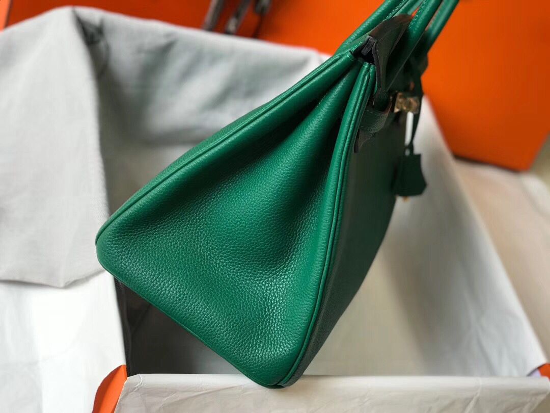 Hermes Birkin 35cm Bag In Vert Vertigo Clemence Leather GHW - Image 4