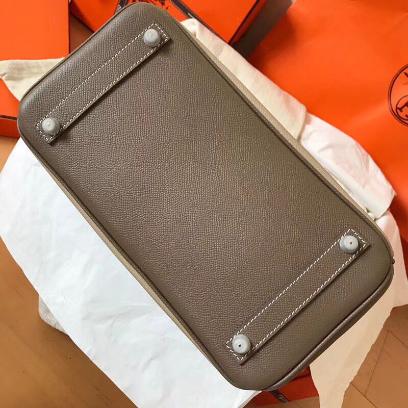 Hermes Birkin 30 Handmade Bicolor Bag In Grey Epsom Leather - Image 5