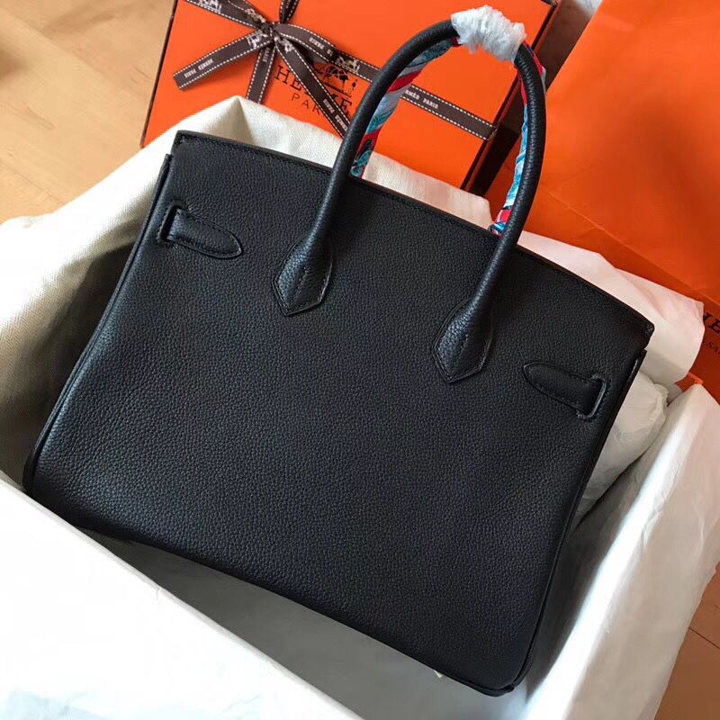 Hermes Birkin 30 Handmade Bag In Black Clemence Leather - Image 8