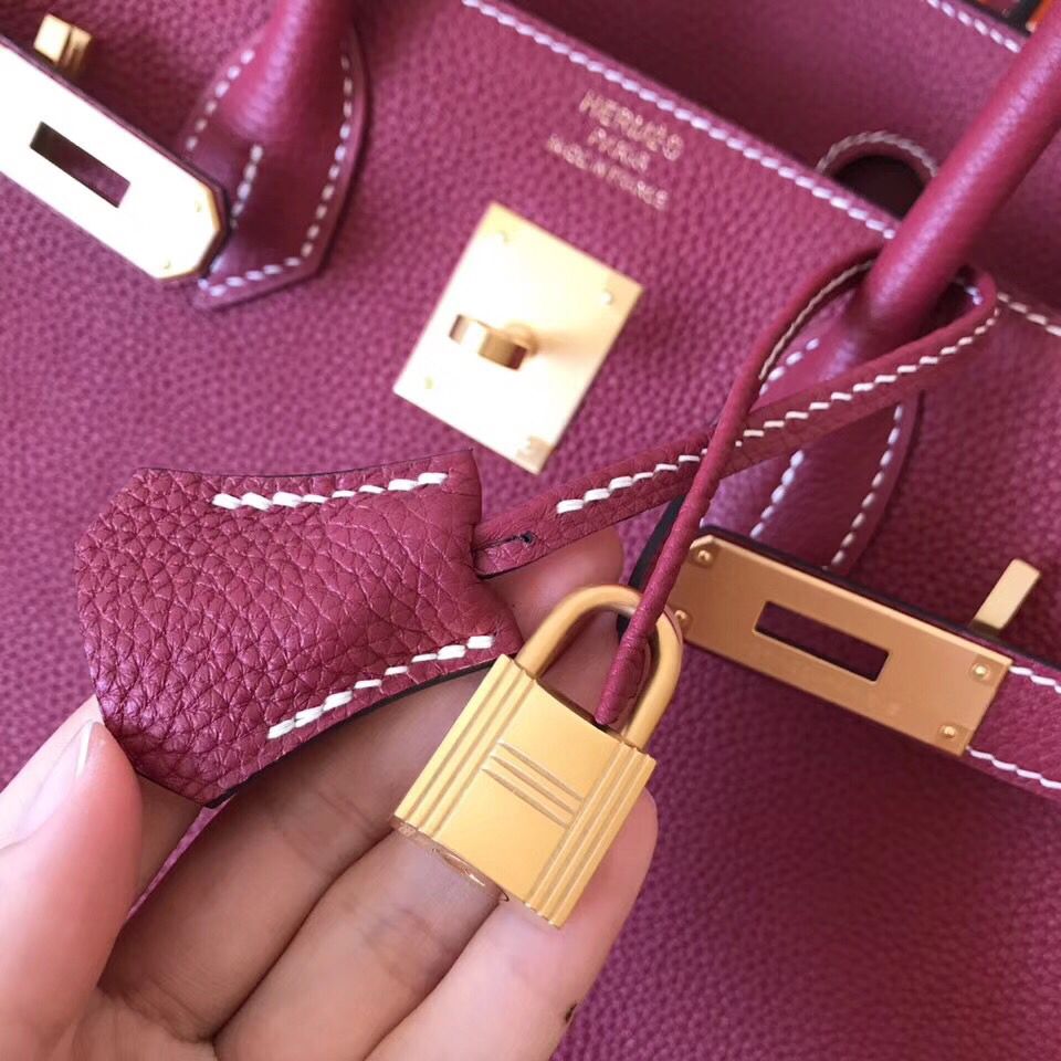 Hermes Birkin 30 Handmade Bag In Ruby Clemence Leather - Image 9