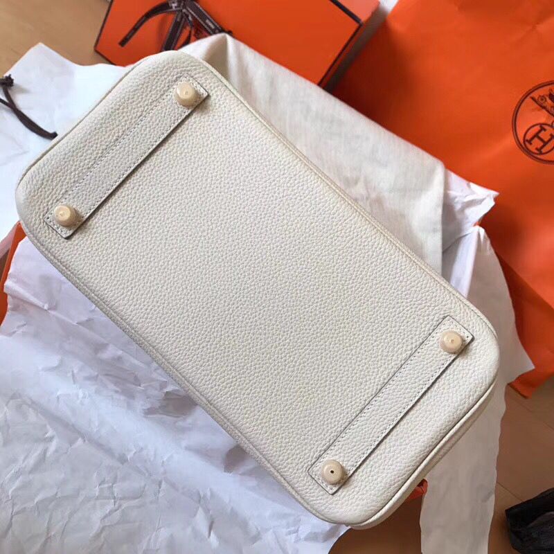 Hermes Birkin 30 Handmade Bag In White Clemence Leather - Image 3