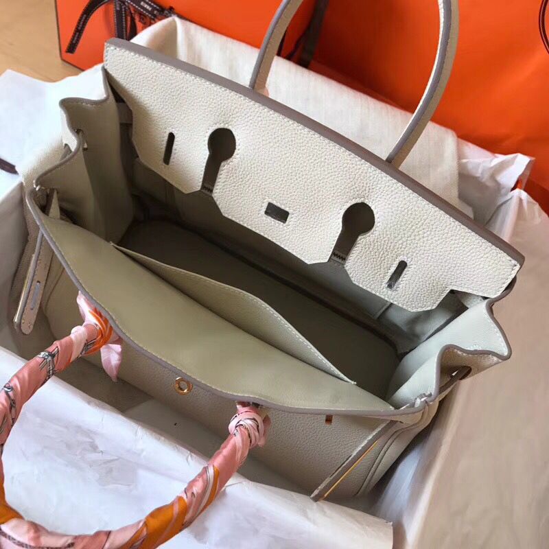 Hermes Birkin 30 Handmade Bag In White Clemence Leather - Image 8