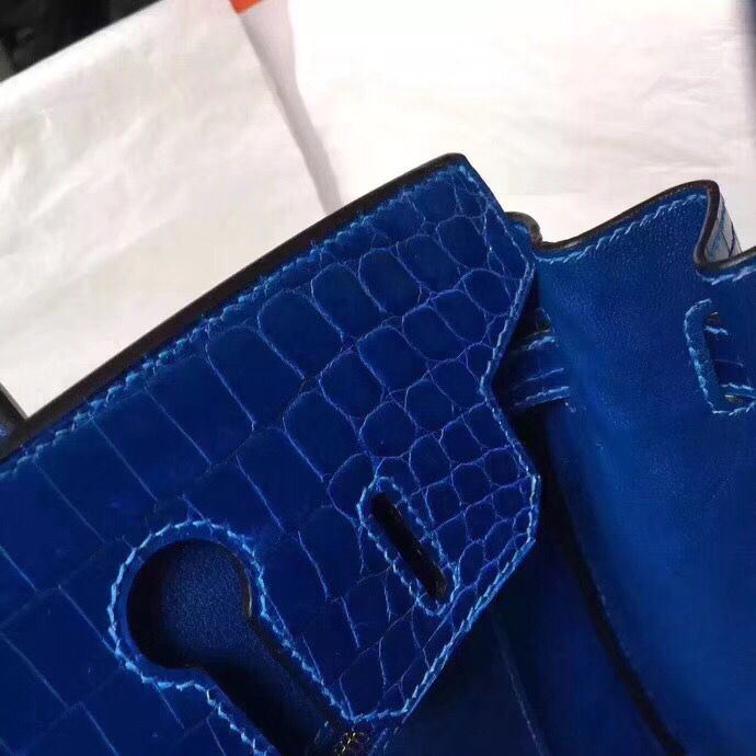 Hermes Birkin 30 Bag In Blue Electric Crocodile Niloticus Skin - Image 8