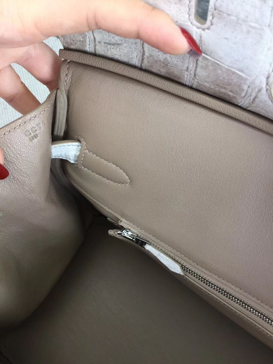 Hermes Birkin 30 Bag In Himalaya Niloticus Crocodile Skin - Image 8
