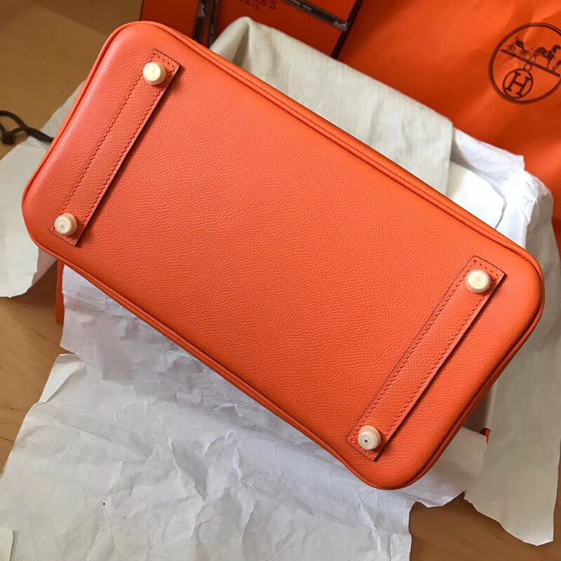 Hermes Birkin 30 Handmade Bag In Orange Epsom Leather - Image 8