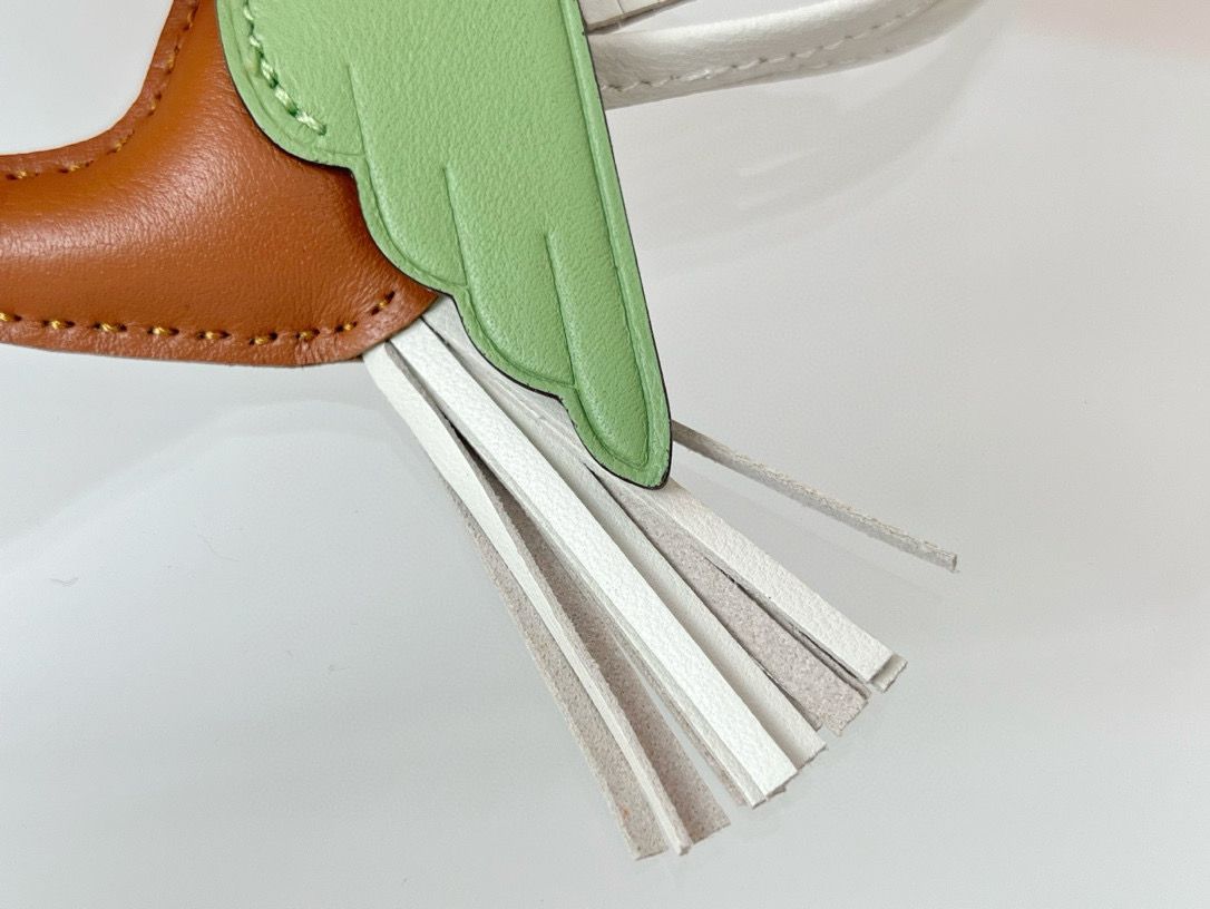 Hermes Rodeo Pegase PM Bag Charm in Gold/Craie/Vert Criquet Lambskin - Image 5