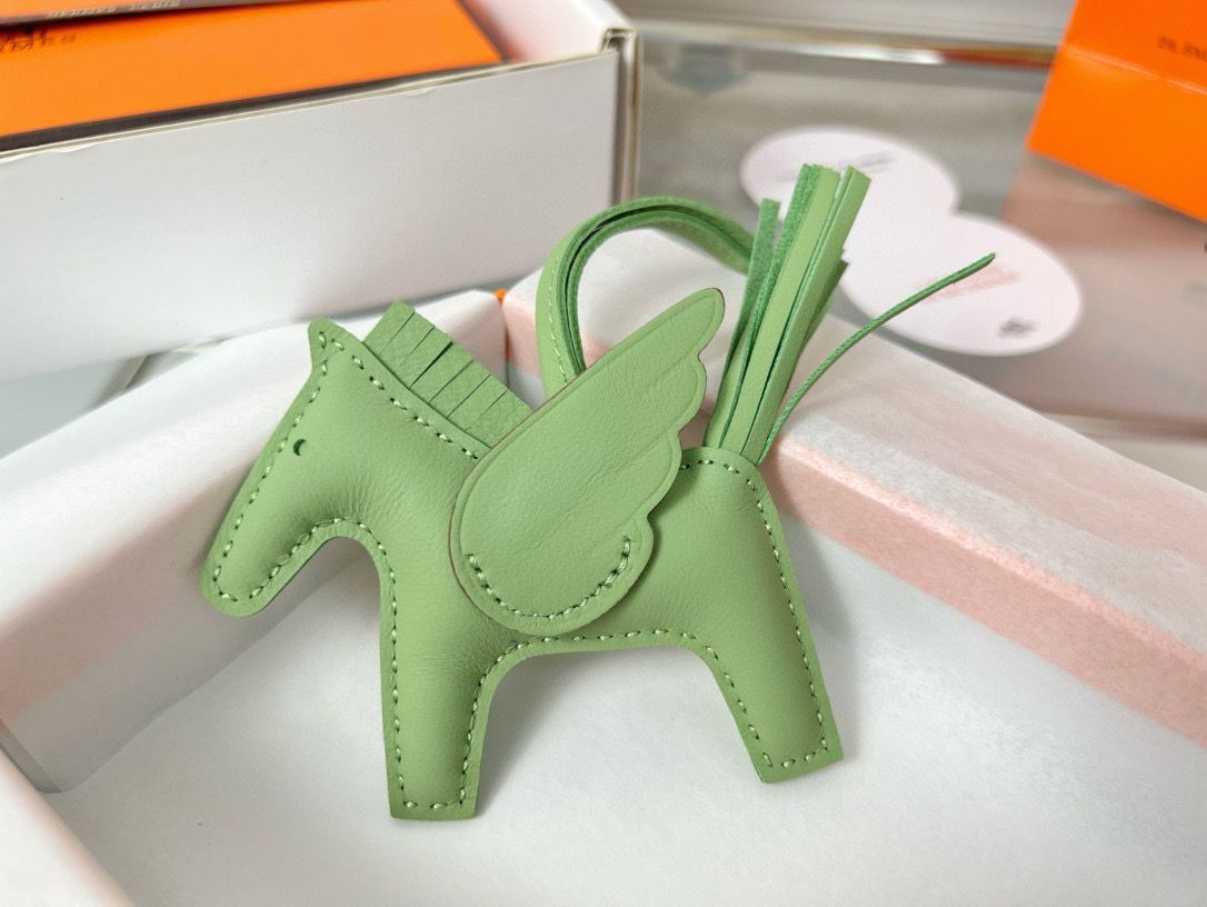 Hermes Rodeo Pegase PM Bag Charm in Vert Cypres Milo Lambskin - Image 4