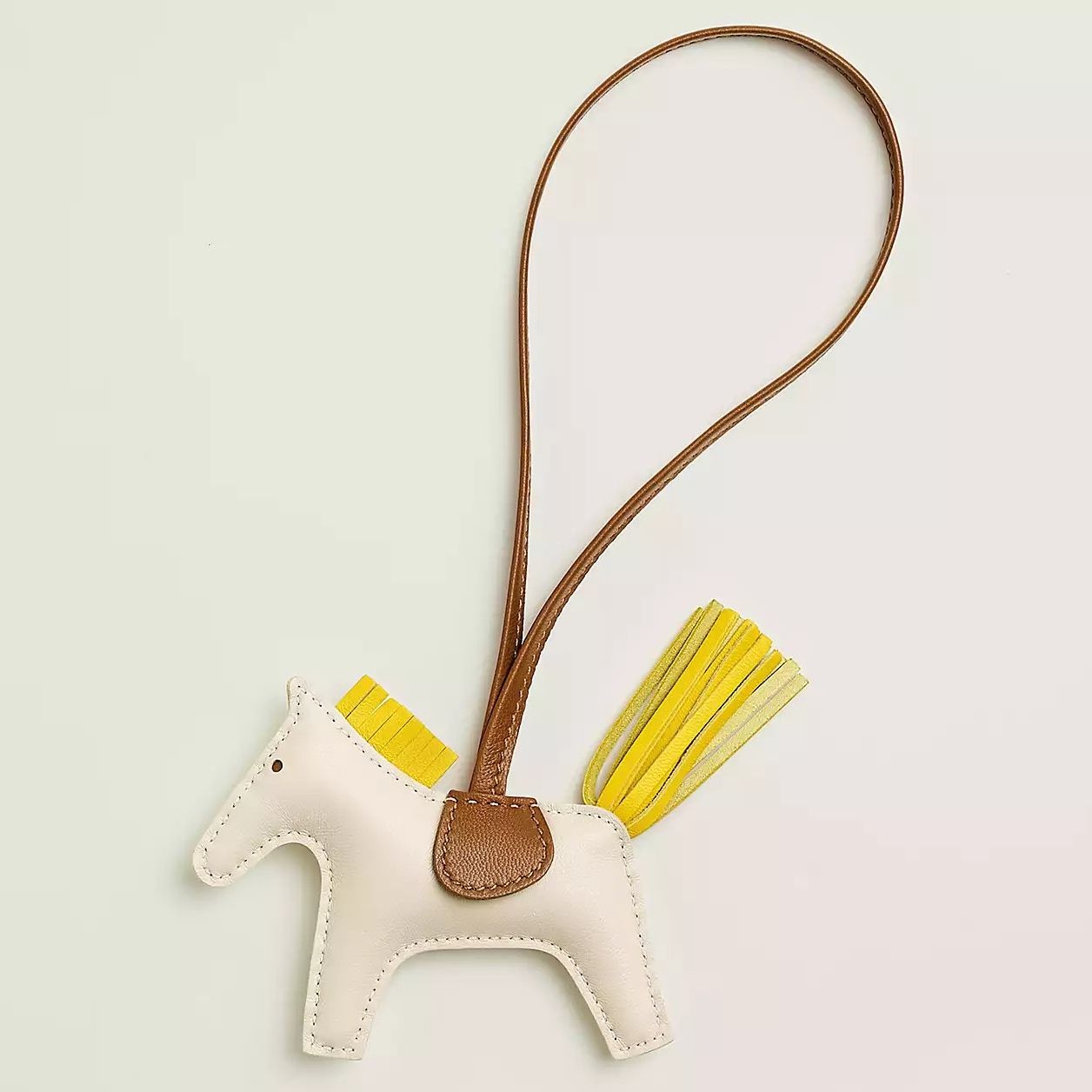 Hermes Rodeo PM Bag Charm in Craie/Yellow/Gold Lambskin