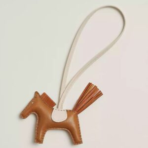 Hermes Rodeo PM Bag Charm in Gold and Craie Milton Lambskin