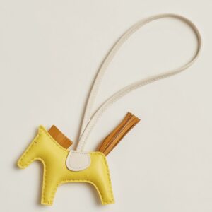 Hermes Rodeo PM Bag Charm in Yellow/Sesame/Craie Lambskin