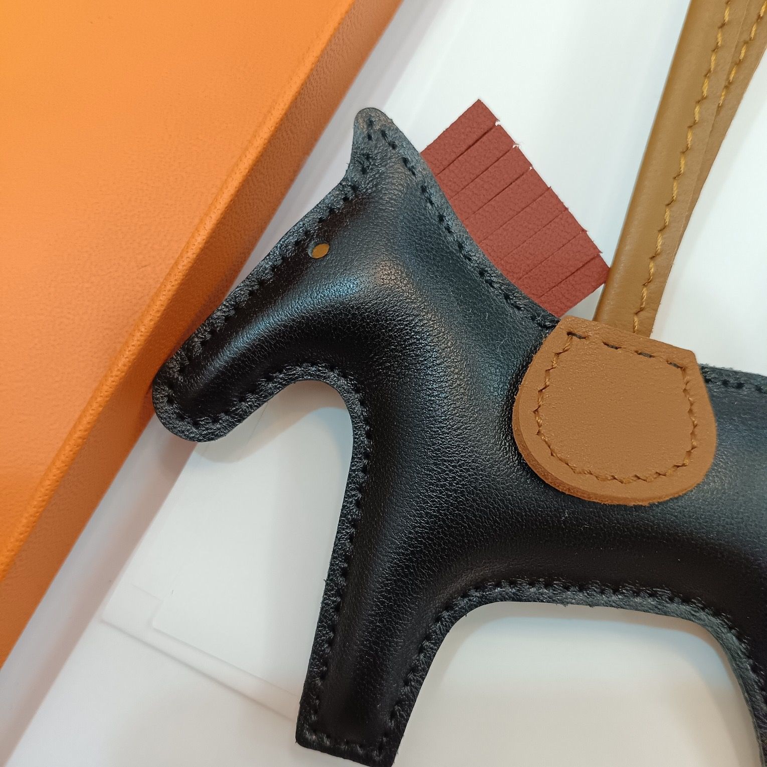 Hermes Rodeo PM Bag Charm in Black/Gold/Sesame Lambskin - Image 3