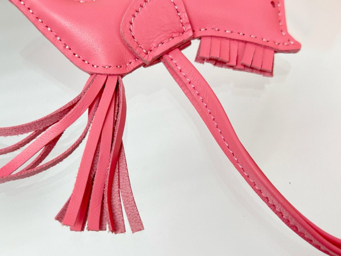 Hermes Rodeo PM Bag Charm in Rose Lipstick Lambskin - Image 5